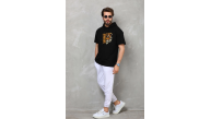 Erkek Kapüşonlu Kısa Kol Oversize Baskılı T-Shirt - Siyah Erkek Kapüşonlu Kısa Kol Oversize Baskılı T-Shirt - Siyah