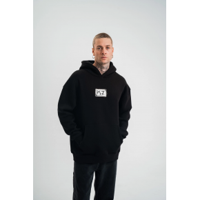 ERKEK 3 İplik Pamuklu Kapüşonlu Patchli Nakışlı Hoodie SweatShirt - Siyah