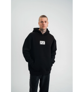 ERKEK 3 İplik Pamuklu Kapüşonlu Patchli Nakışlı Hoodie SweatShirt - Siyah