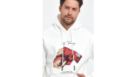 Erkek 3 İplik Pamuklu Kapüşonlu Cepli Box Eldiven Baskılı Hoodie Sweatshirt - Beyaz Erkek 3 İplik Pamuklu Kapüşonlu Cepli Box Eldiven Baskılı Hoodie Sweatshirt - Beyaz