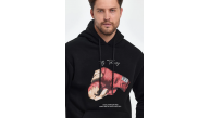 Erkek 3 İplik Pamuklu Kapüşonlu Cepli Boxy Eldiven Baskılı Hoodie Sweatshirt - Siyah Erkek 3 İplik Pamuklu Kapüşonlu Cepli Boxy Eldiven Baskılı Hoodie Sweatshirt - Siyah