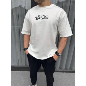 Erkek Baskılı T-Shirt Kısa Kol Bisiklet Yaka Regular Fit Rahat Kalıp Günlük Tişört - Beyaz
