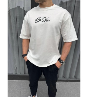 Erkek Baskılı T-Shirt Kısa Kol Bisiklet Yaka Regular Fit Rahat Kalıp Günlük Tişört - Beyaz