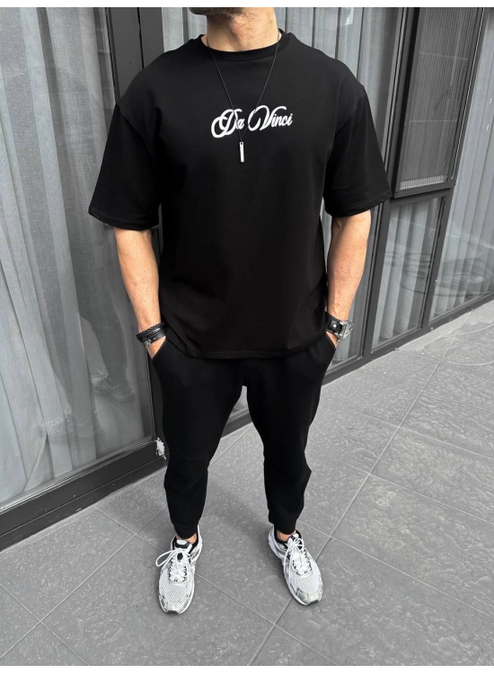 Erkek Baskılı T-Shirt Kısa Kol Bisiklet Yaka Regular Fit Rahat Kalıp Günlük Tişört - Siyah Erkek Baskılı T-Shirt Kısa Kol Bisiklet Yaka Regular Fit Rahat Kalıp Günlük Tişört - Siyah