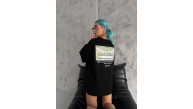 Kadın Baskılı T-Shirt Kısa Kol Bisiklet Yaka Oversize Rahat Kalıp Günlük Tişört - Siyah Kadın Baskılı T-Shirt Kısa Kol Bisiklet Yaka Oversize Rahat Kalıp Günlük Tişört - Siyah
