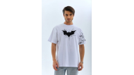 ERKEK Bisiklet yaka tişort Ön ve Kol YARASA Baskılı T-shirt - Beyaz ERKEK Bisiklet yaka tişort Ön ve Kol YARASA Baskılı T-shirt - Beyaz