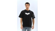 ERKEK Bisiklet yaka tişort Ön ve Kol YARASA Baskılı T-shirt - Siyah ERKEK Bisiklet yaka tişort Ön ve Kol YARASA Baskılı T-shirt - Siyah