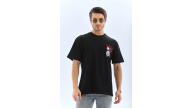 Erkek Baskılı T-Shirt Kısa Kol Bisiklet Yaka Rahat Kalıp Tişört - Siyah Erkek Baskılı T-Shirt Kısa Kol Bisiklet Yaka Rahat Kalıp Tişört - Siyah
