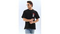 Erkek Baskılı T-Shirt Kısa Kol Bisiklet Yaka Rahat Kalıp Tişört - Siyah Erkek Baskılı T-Shirt Kısa Kol Bisiklet Yaka Rahat Kalıp Tişört - Siyah