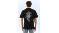 Erkek Kısa Kol Yazlık Tişört Bisiklet Yaka Baskılı Oversize T-Shirt - Siyah Erkek Kısa Kol Yazlık Tişört Bisiklet Yaka Baskılı Oversize T-Shirt - Siyah