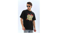 Erkek Kısa Kol Yazlık Tişört Bisiklet Yaka Baskılı Oversize T-Shirt - Siyah Erkek Kısa Kol Yazlık Tişört Bisiklet Yaka Baskılı Oversize T-Shirt - Siyah
