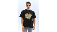 Erkek Kısa Kol Yazlık Tişört Bisiklet Yaka Baskılı Oversize T-Shirt - Siyah Erkek Kısa Kol Yazlık Tişört Bisiklet Yaka Baskılı Oversize T-Shirt - Siyah