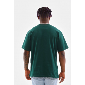 Erkek Düz Yazlık Kısa Kol Tişort Bisiklet Yaka Oversize T-Shirt - Koyu Yeşil
