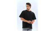 Erkek Düz Yazlık Kısa Kol Tişört Bisiklet Yaka Oversize T-Shirt - Siyah Erkek Düz Yazlık Kısa Kol Tişört Bisiklet Yaka Oversize T-Shirt - Siyah
