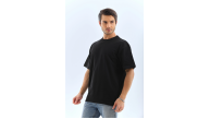 Erkek Düz Yazlık Kısa Kol Tişört Bisiklet Yaka Oversize T-Shirt - Siyah Erkek Düz Yazlık Kısa Kol Tişört Bisiklet Yaka Oversize T-Shirt - Siyah