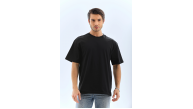 Erkek Düz Yazlık Kısa Kol Tişört Bisiklet Yaka Oversize T-Shirt - Siyah Erkek Düz Yazlık Kısa Kol Tişört Bisiklet Yaka Oversize T-Shirt - Siyah