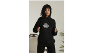 Kadın Oversize Kapüşonlu Cepli Baskılı 3 İplik Pamuklu Hoodie Sweatshirt - Siyah Kadın Oversize Kapüşonlu Cepli Baskılı 3 İplik Pamuklu Hoodie Sweatshirt - Siyah