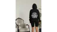 Kadın Oversize Kapüşonlu Cepli Baskılı 3 İplik Pamuklu Hoodie Sweatshirt - Siyah Kadın Oversize Kapüşonlu Cepli Baskılı 3 İplik Pamuklu Hoodie Sweatshirt - Siyah
