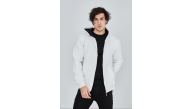 Erkek 3 İplik Pamuklu Kapüşonlu Tam Fermuarlı Cepli Hoodie Sweatshirt - Beyaz Erkek 3 İplik Pamuklu Kapüşonlu Tam Fermuarlı Cepli Hoodie Sweatshirt - Beyaz
