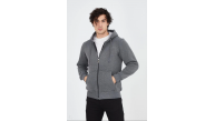 Erkek 3 İplik Pamuklu Kapüşonlu Tam Fermuarlı Cepli Hoodie Sweatshirt - Füme Erkek 3 İplik Pamuklu Kapüşonlu Tam Fermuarlı Cepli Hoodie Sweatshirt - Füme
