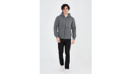 Erkek 3 İplik Pamuklu Kapüşonlu Tam Fermuarlı Cepli Hoodie Sweatshirt - Füme Erkek 3 İplik Pamuklu Kapüşonlu Tam Fermuarlı Cepli Hoodie Sweatshirt - Füme