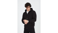 Erkek 3 İplik Pamuklu Kapüşonlu Tam Fermuarlı Cepli Hoodie Sweatshirt - Siyah Erkek 3 İplik Pamuklu Kapüşonlu Tam Fermuarlı Cepli Hoodie Sweatshirt - Siyah