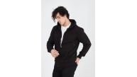 Erkek 3 İplik Pamuklu Kapüşonlu Tam Fermuarlı Cepli Hoodie Sweatshirt - Siyah Erkek 3 İplik Pamuklu Kapüşonlu Tam Fermuarlı Cepli Hoodie Sweatshirt - Siyah