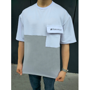 ERKEK Tişört Torba Cepli Parçalı Kısa Kol T-Shirt - Gri