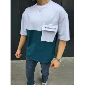 ERKEK Tişört Torba Cepli Parçalı Kısa Kol T-Shirt - Lacivert