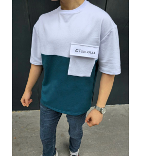 ERKEK Tişört Torba Cepli Parçalı Kısa Kol T-Shirt - Lacivert