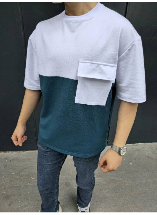 Erkek Kısa Kol Yazlık Tişört Torba Cepli Parçalı T-Shirt - Lacivert Erkek Kısa Kol Yazlık Tişört Torba Cepli Parçalı T-Shirt - Lacivert