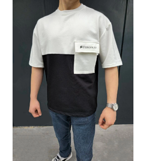 ERKEK Tişört Torba Cepli Parçalı Kısa Kol T-Shirt - Siyah