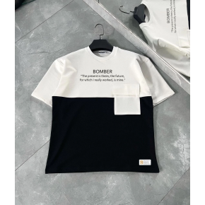 ERKEK Tişört Torba Cepli Parçalı Kısa Kol T-Shirt - iyah