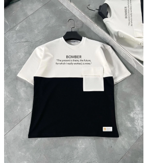 ERKEK Tişört Torba Cepli Parçalı Kısa Kol T-Shirt - iyah