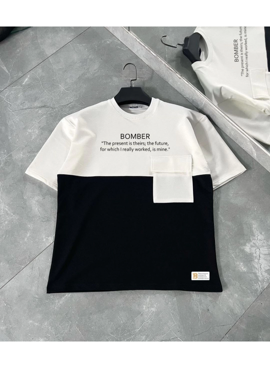 ERKEK Tişört Torba Cepli Parçalı Kısa Kol T-Shirt - iyah ERKEK Tişört Torba Cepli Parçalı Kısa Kol T-Shirt - iyah