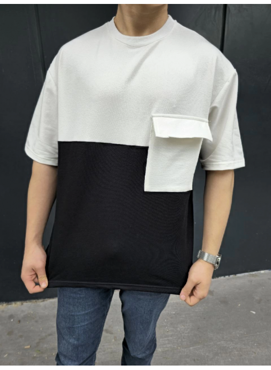 Erkek Kısa Kol Yazlık Tişört Torba Cepli Parçalı T-Shirt - Siyah Erkek Kısa Kol Yazlık Tişört Torba Cepli Parçalı T-Shirt - Siyah