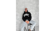 Erkek 3 İplik Pamuklu Kapüşonlu Baskılı Cepli Oversize Sweatshirt Hoodie - Siyah Erkek 3 İplik Pamuklu Kapüşonlu Baskılı Cepli Oversize Sweatshirt Hoodie - Siyah