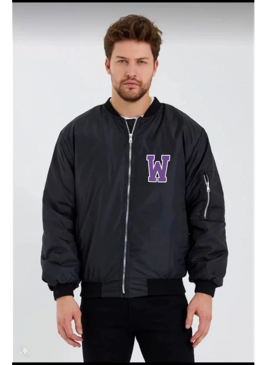 Wild One Baskılı Erkek Bomber Mont – Panter Desenli, Fermuarlı, Kapitone Astarlı Ceket - Siyah Wild One Baskılı Erkek Bomber Mont – Panter Desenli, Fermuarlı, Kapitone Astarlı Ceket - Siyah