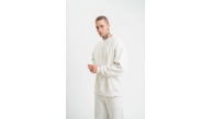 ERKEK 3 İplik Pamuklu Bisiklet Yaka Yıkamalı SweatShirt - Beyaz