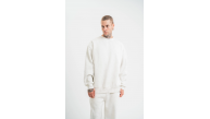 ERKEK 3 İplik Pamuklu Bisiklet Yaka Yıkamalı SweatShirt - Beyaz