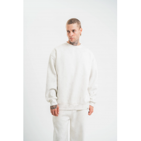 ERKEK 3 İplik Pamuklu Bisiklet Yaka Yıkamalı SweatShirt - Beyaz