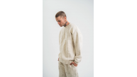 Erkek 3 İplik Pamuklu Yağ Yıkamalı Bisiklet Yaka Sweatshirt Oversize Hoodie - Krem Erkek 3 İplik Pamuklu Yağ Yıkamalı Bisiklet Yaka Sweatshirt Oversize Hoodie - Krem