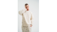 Erkek 3 İplik Pamuklu Yağ Yıkamalı Bisiklet Yaka Sweatshirt Oversize Hoodie - Krem Erkek 3 İplik Pamuklu Yağ Yıkamalı Bisiklet Yaka Sweatshirt Oversize Hoodie - Krem