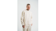 Erkek 3 İplik Pamuklu Yağ Yıkamalı Bisiklet Yaka Sweatshirt Oversize Hoodie - Krem Erkek 3 İplik Pamuklu Yağ Yıkamalı Bisiklet Yaka Sweatshirt Oversize Hoodie - Krem
