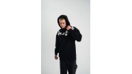Erkek 3 İplik Pamuklu Kapüşonlu Baskılı Cepli Oversize Sweatshirt Hoodie - Siyah Erkek 3 İplik Pamuklu Kapüşonlu Baskılı Cepli Oversize Sweatshirt Hoodie - Siyah