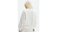 Kadın 3 İplik Pamuklu Oversize Yarım Fermuarlı Yakalı Basic Sweatshirt - Beyaz