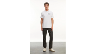 Erkek Polo Yaka Düğmeli Tişört Pike Baskılı T-Shirt - Beyaz Erkek Polo Yaka Düğmeli Tişört Pike Baskılı T-Shirt - Beyaz