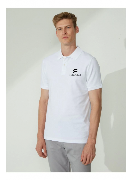 Erkek Pike Polo Yaka Tişört Düğmeli Baskılı T-Shirt - Beyaz Erkek Pike Polo Yaka Tişört Düğmeli Baskılı T-Shirt - Beyaz