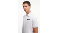 Erkek Polo Yaka Düğmeli Tişört Pike Baskılı T-Shirt - Beyaz Erkek Polo Yaka Düğmeli Tişört Pike Baskılı T-Shirt - Beyaz