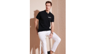 Erkek Polo Yaka Tişört Düğmeli Pike Baskılı T-Shirt - Siyah Erkek Polo Yaka Tişört Düğmeli Pike Baskılı T-Shirt - Siyah